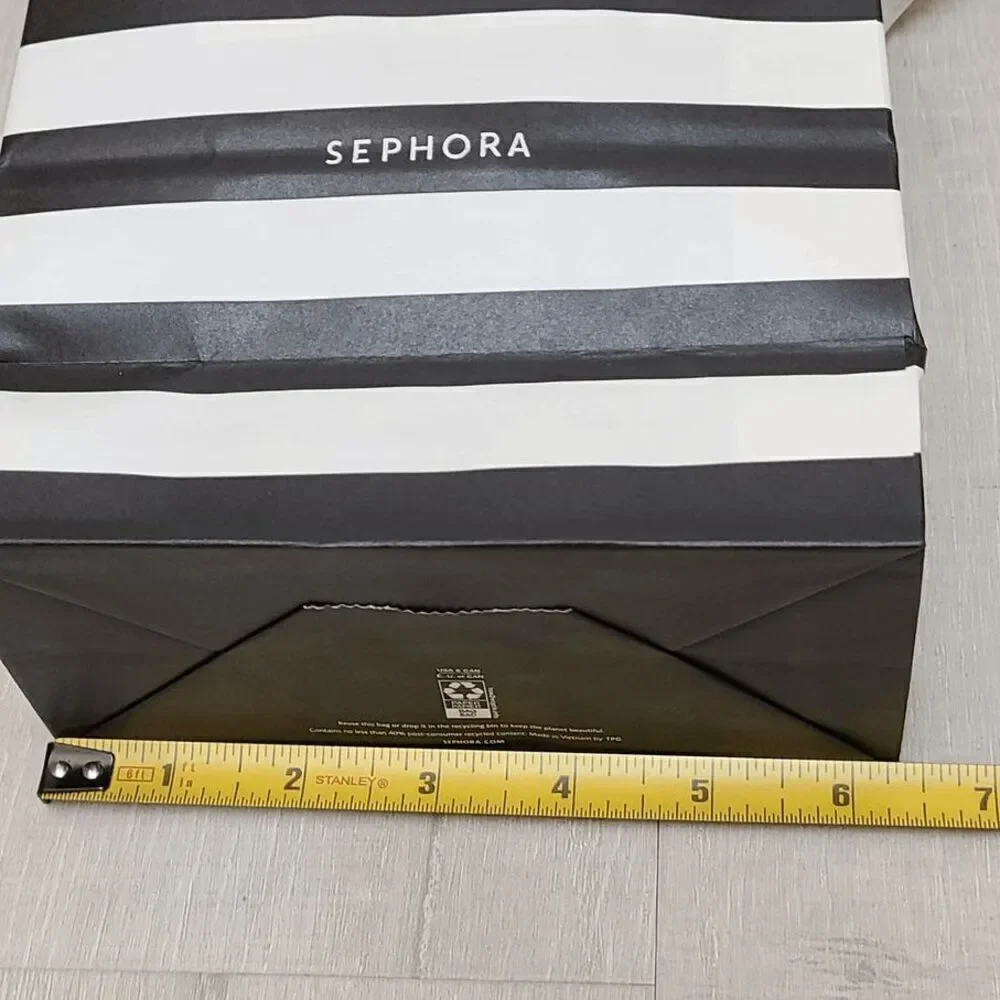 🖤🤍 SEPHORA Empty Black White Striped Paper Shopping Gift Bag with Tissues